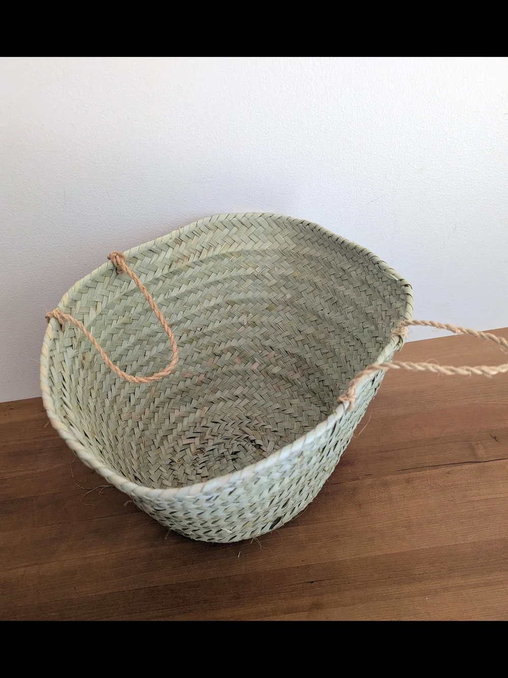 Handmade Woven Wicker Palm Seagrass Storage Basket w/ Handles